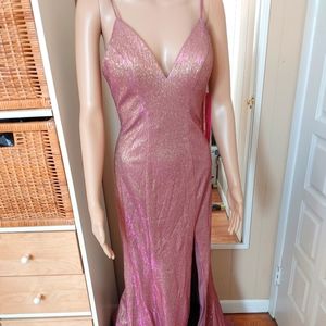 Faviana berry/gold gown mermaid size 4